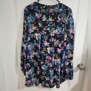 Keyhole Flowy Floral Blouse